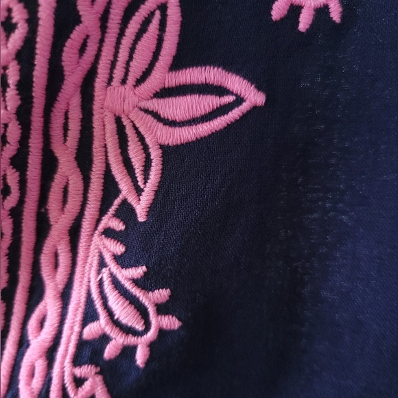Lilly Pulitzer Amelia Island Tunic Top Blouse XXS Navy Linen Embroidered V-Neck - Picture 9 of 13